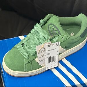adidas Campus Suede Sneakers in Green with White Stripes